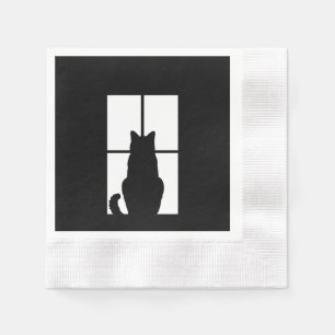 Window Cat Click to Customize Colour Background Napkin