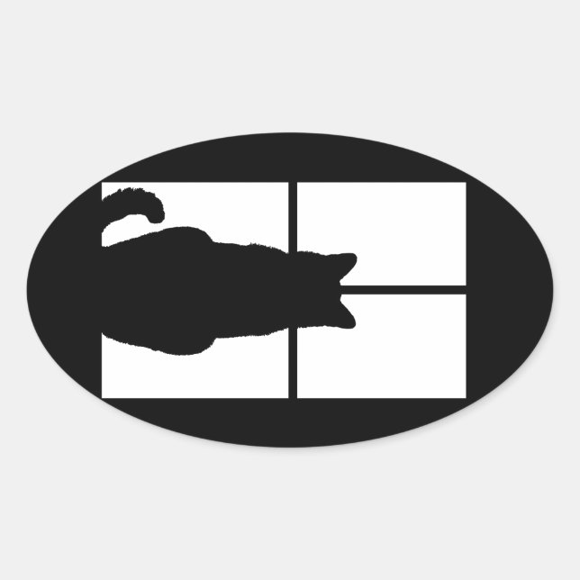 Window Cat Click to Customize Colour Decor Oval Sticker (Front)