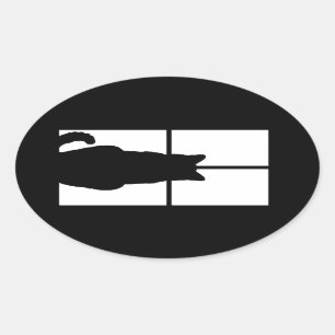 Window Cat Click to Customize Colour Decor Oval Sticker