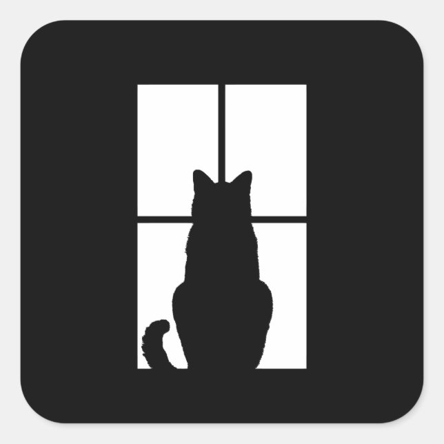 Window Cat Click to Customize Colour Decor Square Sticker (Front)