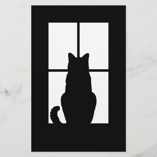 Window Cat Click to Customize Colour Decor Stationery (Front)