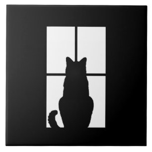 Window Cat Click to Customize Colour Decor Tile