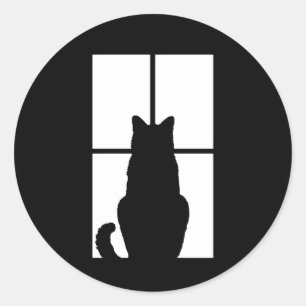 Window Cat Click to Customize Get any colour decor Classic Round Sticker