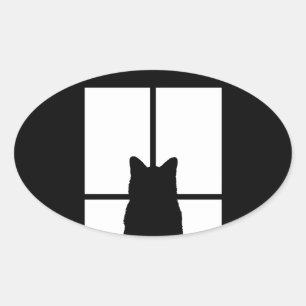 Window Cat Click to Customize Get any colour decor Oval Sticker