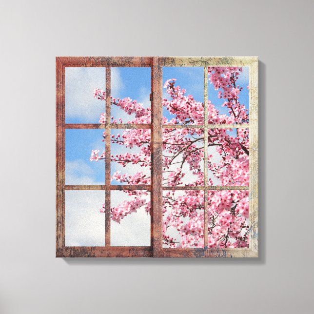 Window Cherry Blossom Tree Canvas Print (Front)