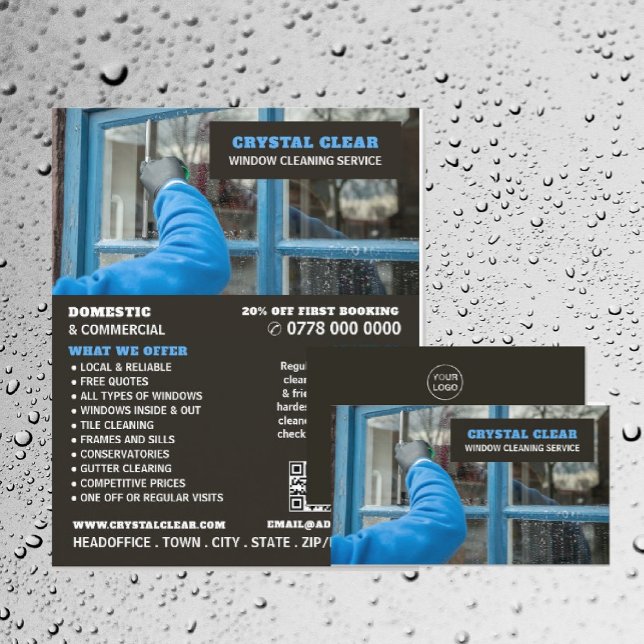 Window Clean, Window Cleaner, Cleaning Service Business Card (Creator Uploaded)