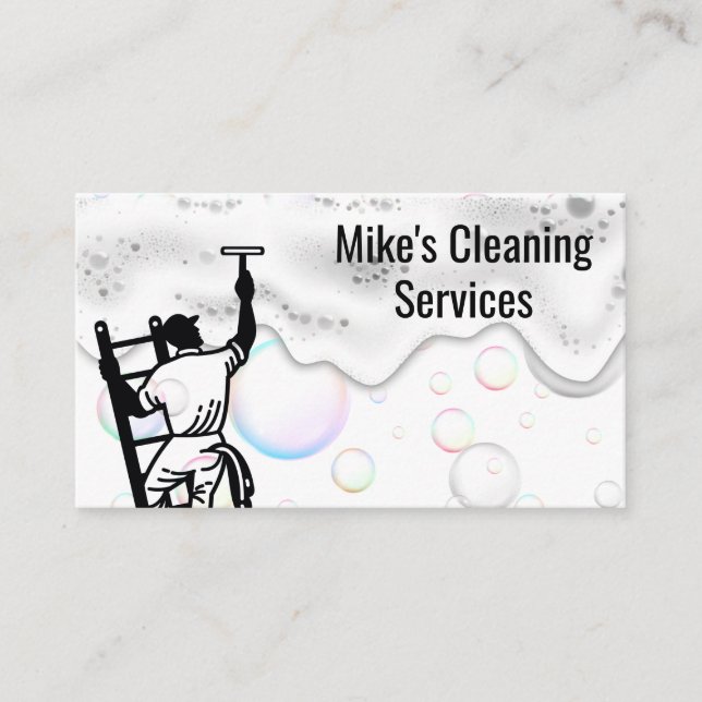 Window Cleaner | Soap Bubble Suds Business Card (Front)