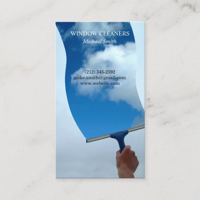Window Cleaners | Clouds | Cleaning Service Business Card (Front)