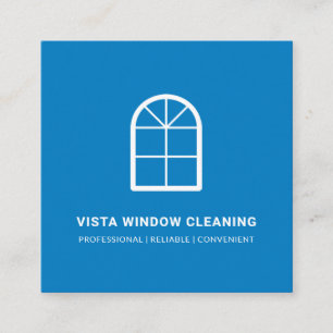 Window Cleaning Arched Window Modern Blue Square Business Card