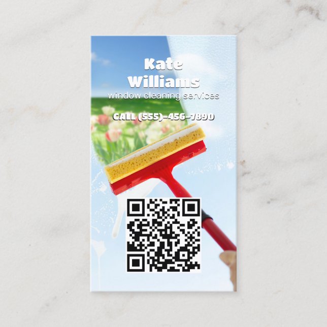 Window Cleaning Custom QR Business Card (Front)