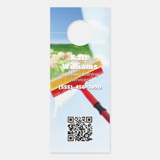 Window Cleaning Custom QR Door Hanger (Front)