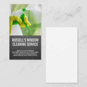 Window Cleaning Service   Cleaner Spraying Glass Business Card