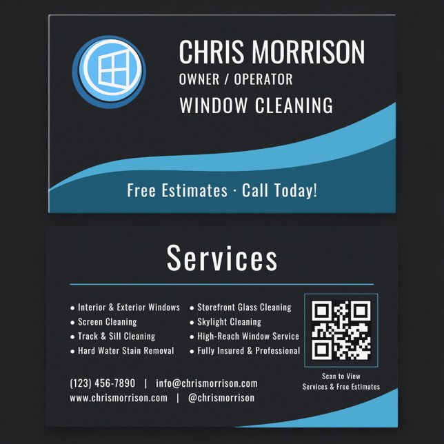 Window Cleaning Service QR Code Business Card (Creator Uploaded)