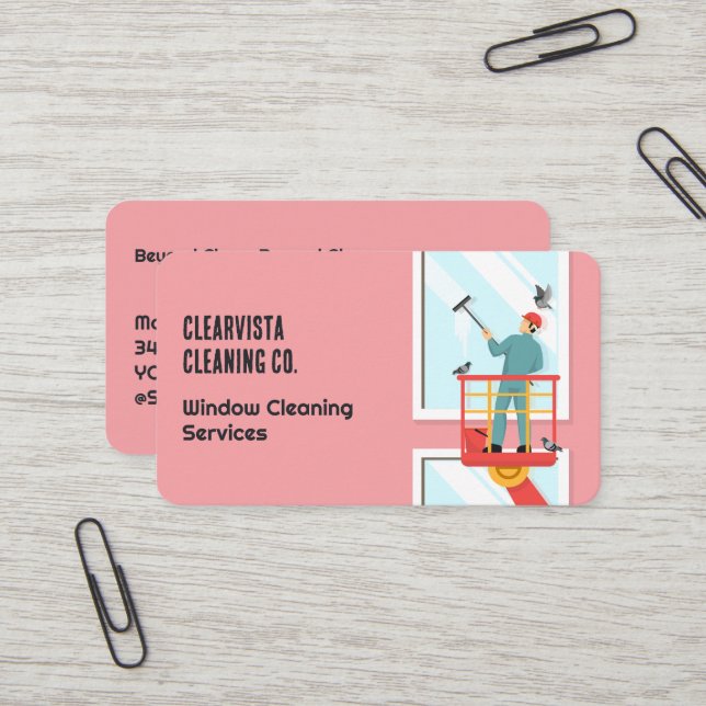 Window Cleaning Services Business Card (Front/Back In Situ)