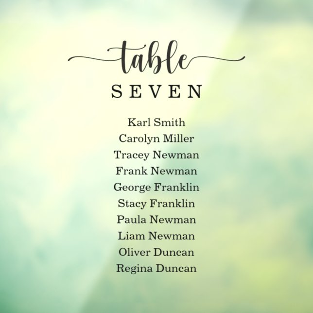 Window Cling Rustic Wedding Seating Chart Sign  (Sheet 3)