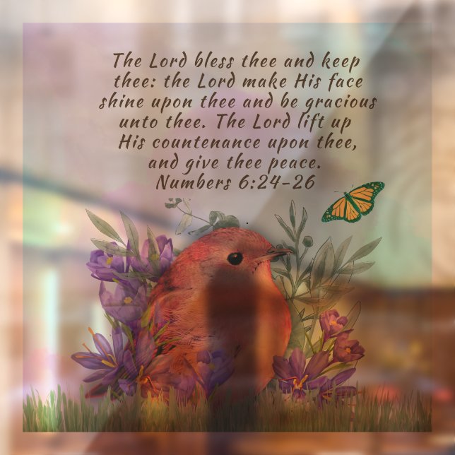 Window cling with bible verse and nature artwork (Sheet 2)
