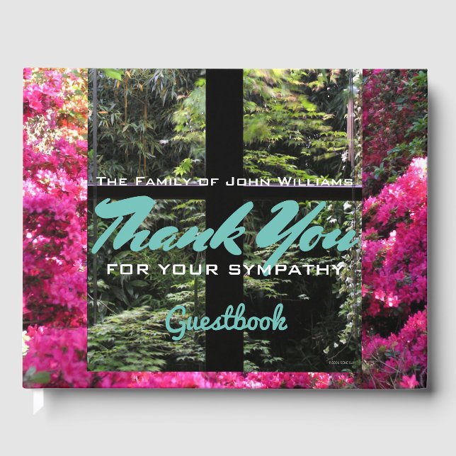 Window Cross on Nature Garden Sympathy Thank You Guest Book (Front)
