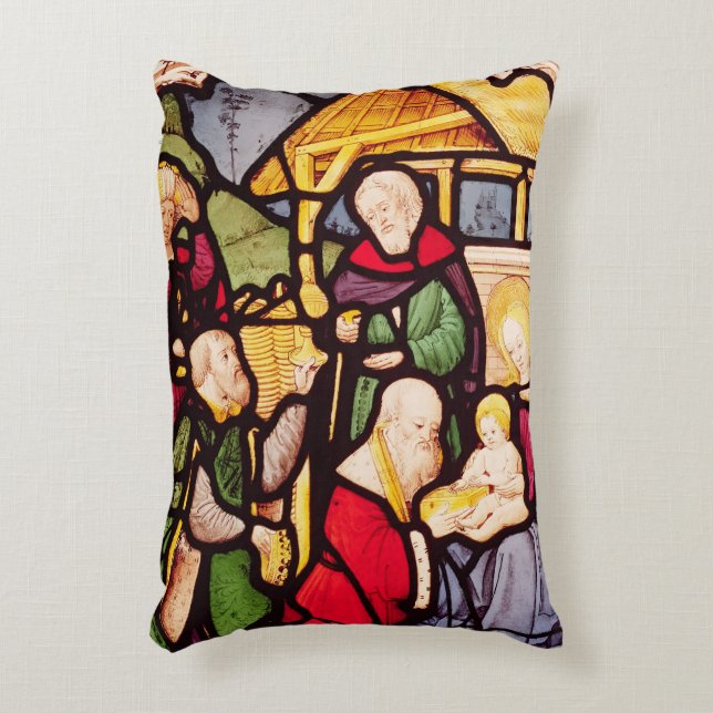 Window depicting the Adoration of the Magi Decorative Pillow (Front(Vertical))