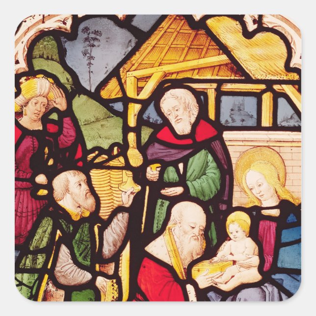 Window depicting the Adoration of the Magi Square Sticker (Front)