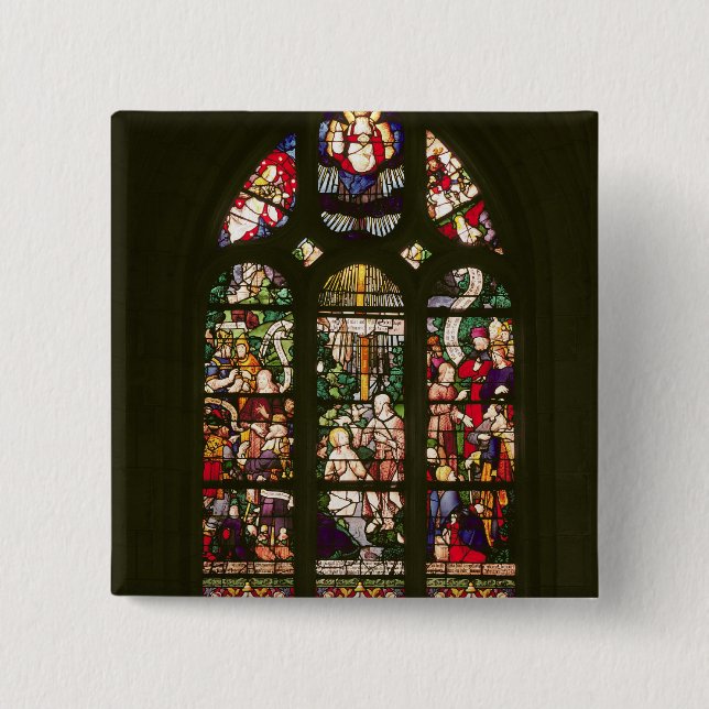 Window depicting the baptism of Christ, 1490 2 Inch Square Button (Front)