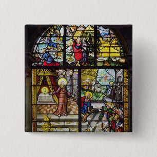 Window depicting the Gathering of the Manna 2 Inch Square Button