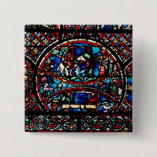 Window depicting the Good Samaritan 2 Inch Square Button