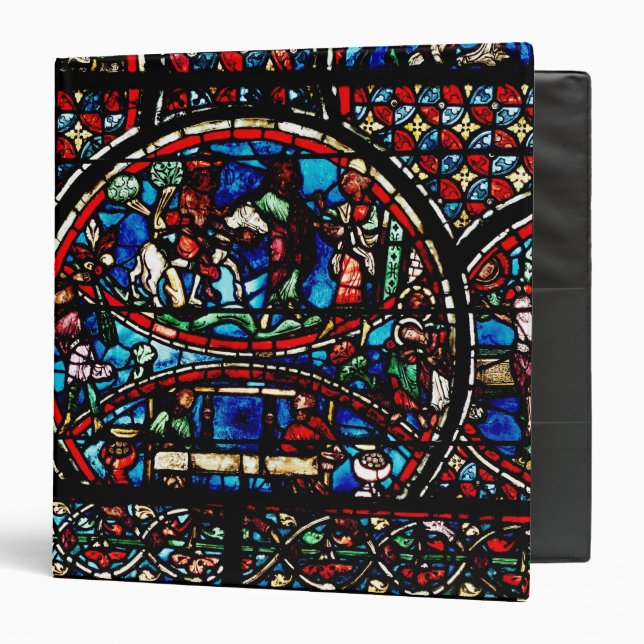 Window depicting the Good Samaritan Binder (Front/Inside)