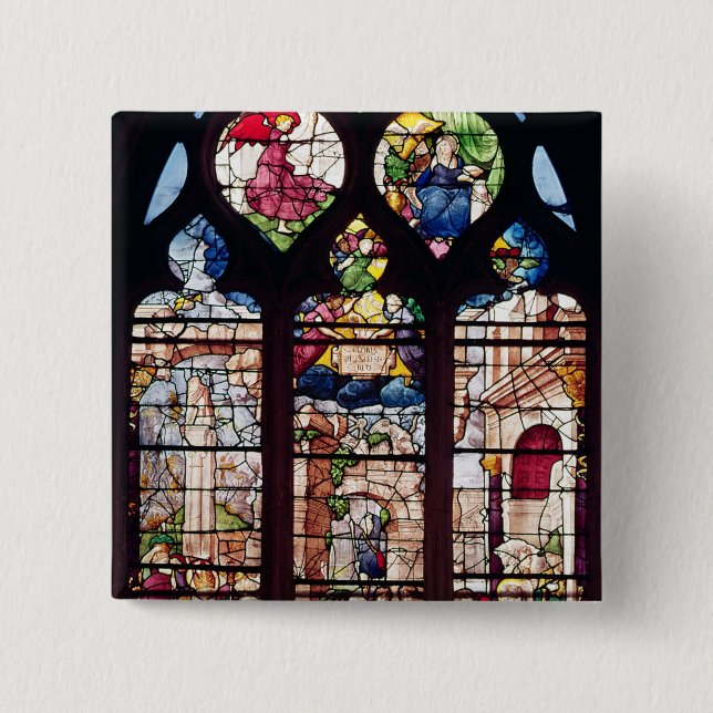 Window depicting the Nativity 2 Inch Square Button (Front)