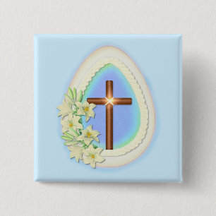 Window Egg and Cross 2 Inch Square Button