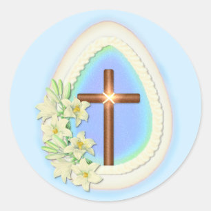 Window Egg and Cross Classic Round Sticker