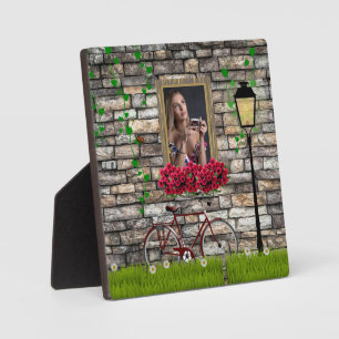 Window flowers bicycle wall personalized photo  plaque
