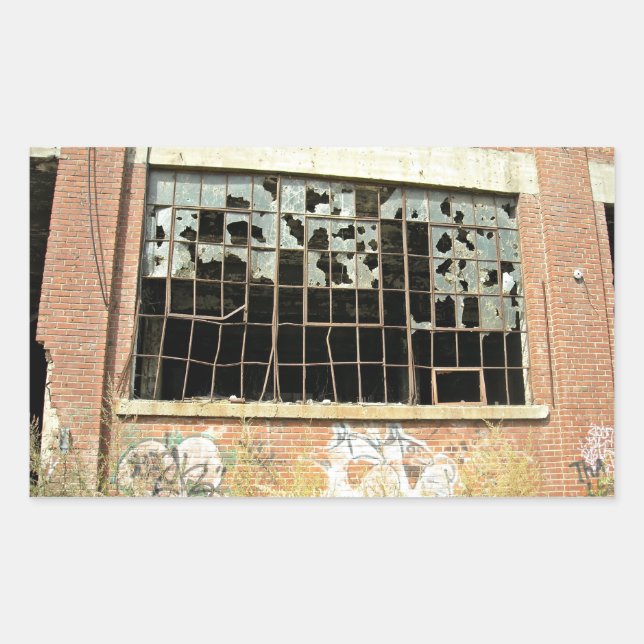 Window In Brick House with Broken Glass Sticker (Front)