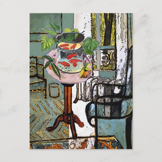 Window in Green with Gold Fish, Postcard (Front)