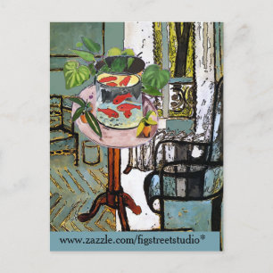 Window in Green with Gold Fish, Postcard