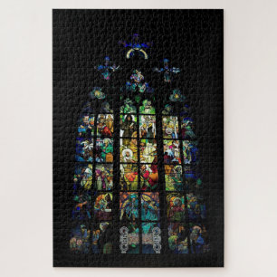 Window in St. Vitus Cathedral by Alphonse Mucha Jigsaw Puzzle