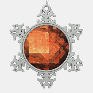 Window Light Abstract Art Snowflake Pewter Christmas Ornament
