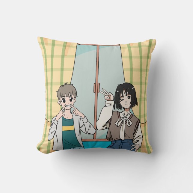 Window Moments – Cartoon Throw Pillow (Front)