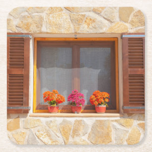 Window of a spanish Finca Square Paper Coaster