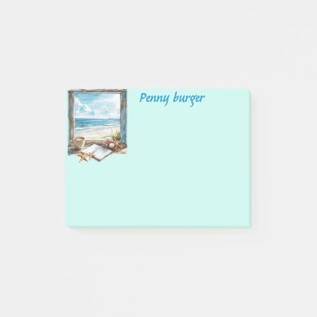 Window on the beach post it note personalize light (Front)