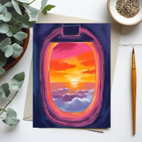 Window Seat Sunset Airplane Travel Painting