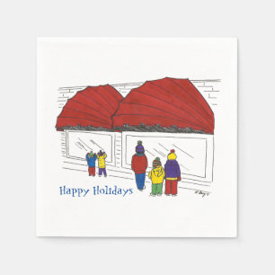 Window Shopping NYC Christmas Holiday Festive Napkin
