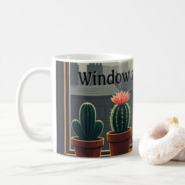 Window sill cactus mug (With Donut)