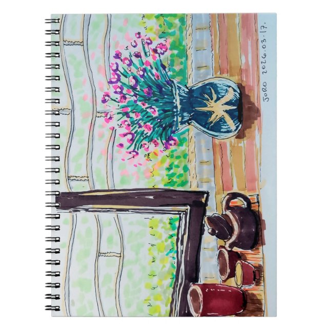 Window Tea and Flowers Notebook (Front)