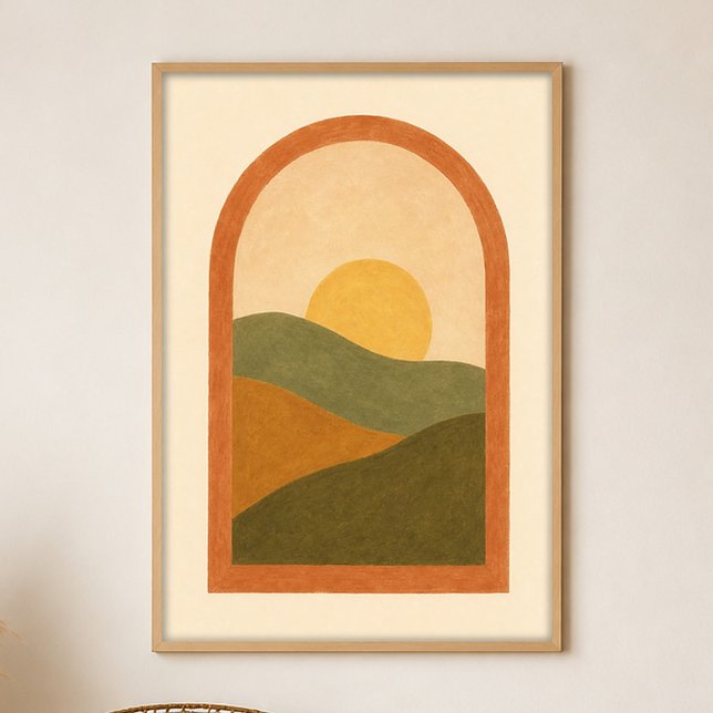 Window to the Hills Gouache Boho Art Poster (Shown framed for scale. Poster ships unframed; frames are an optional add-on.)