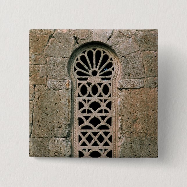 Window tracery, from  Basilica San Juan 2 Inch Square Button (Front)