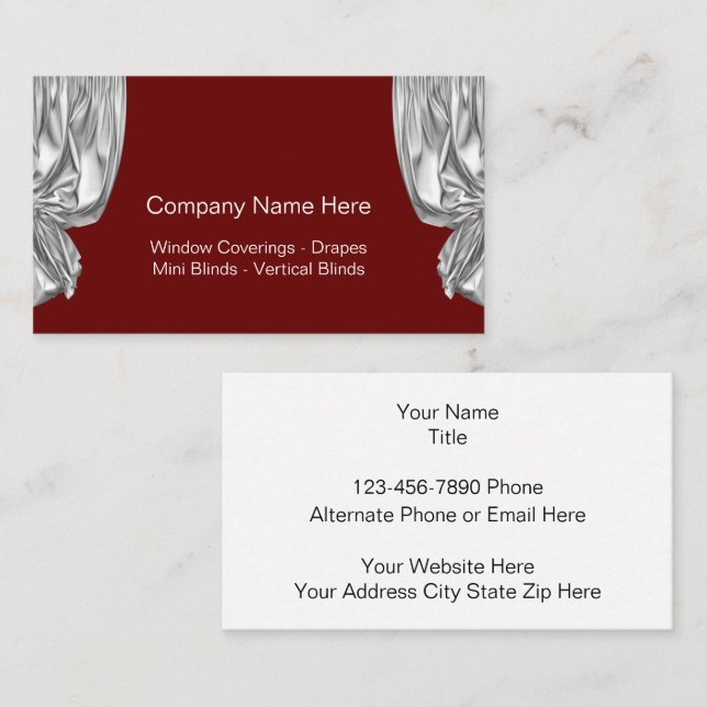 Window Treatment Fashions Business Cards (Front/Back)