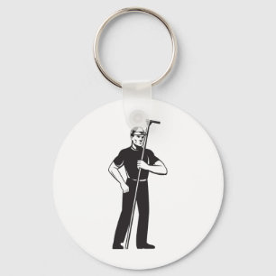 window washer worker cleaning washing retro keychain