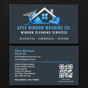 Window Washing QR Code Professional Services Business Card