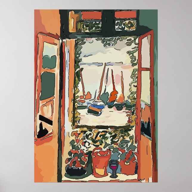 Window & Wine Glass  Abstract Poster (Front)