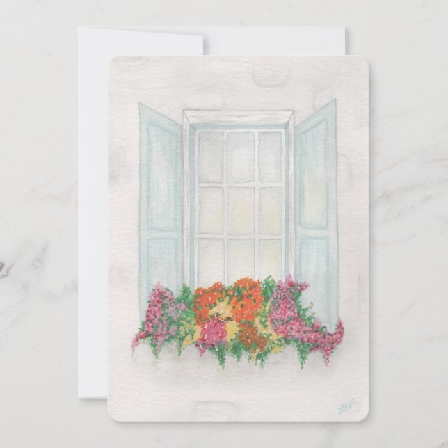 Window with Flower Box Holiday Card (Front)